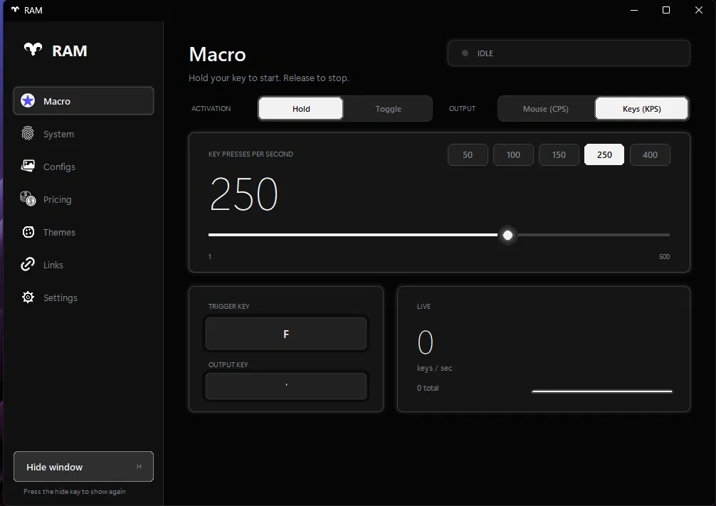 RAM macro tab